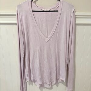 We The Free Light Purple V-Neck Long Sleeve Blouse